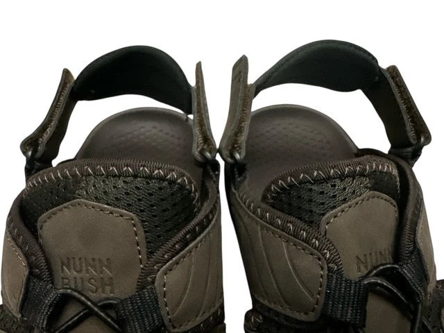 Nunn Bush Huck Bungee Sandals Men size 12 Brown Adjustable Open Toe Comfort Shoe
