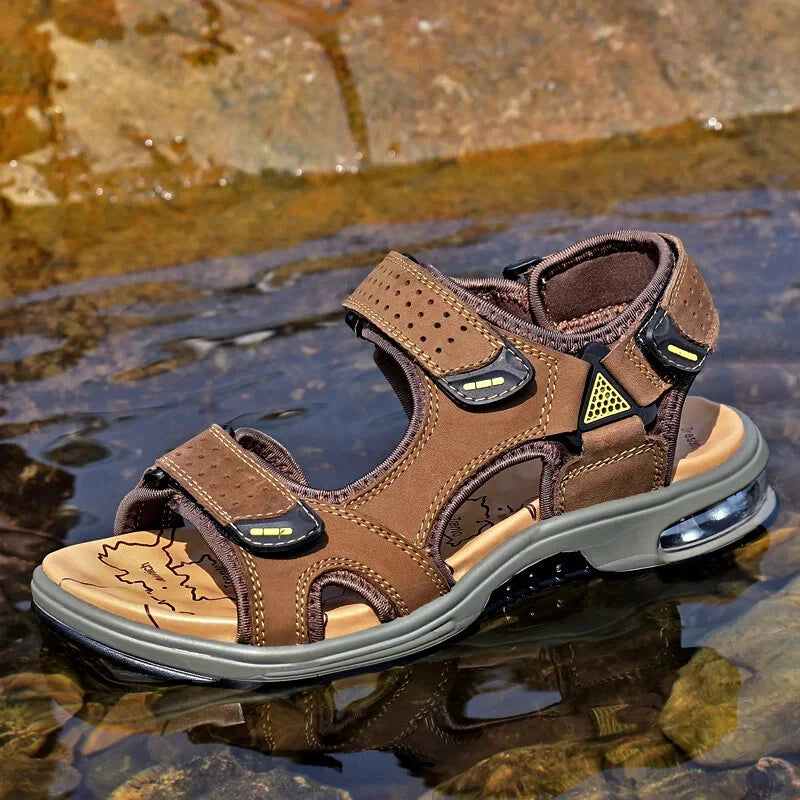 Comfortable Men Sandals Leather Breathable Slippers Handmade Beach Sneakers