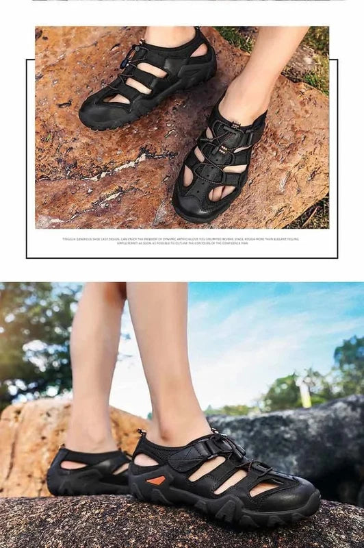 Summer Men Beach Shoes with Hollowed Out Water Wading Shoes Lightweight Slippers
