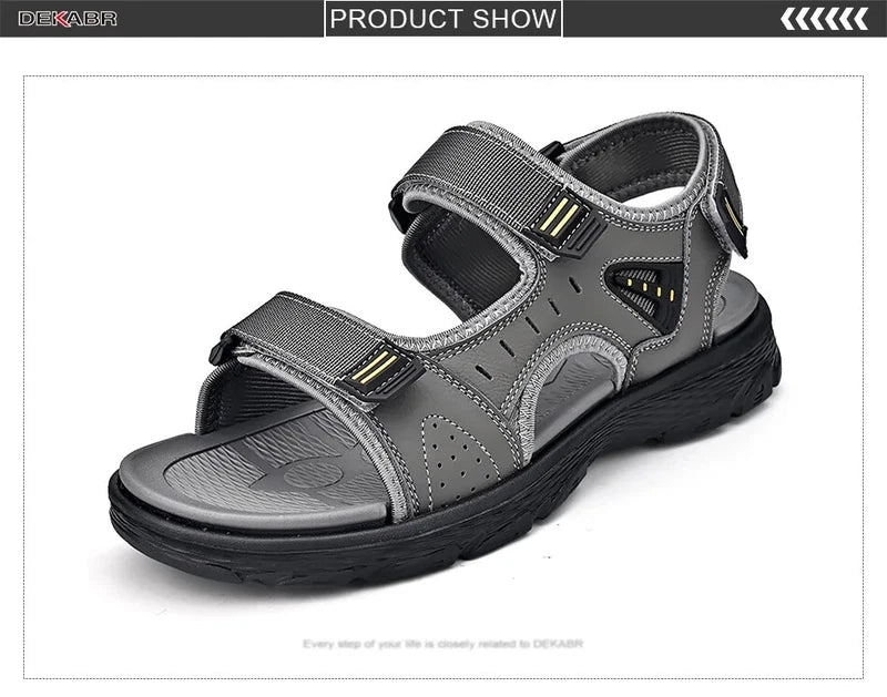 Breathable Men Sandals Leather Comfortable Slippers Lightweight Beach Sneakers