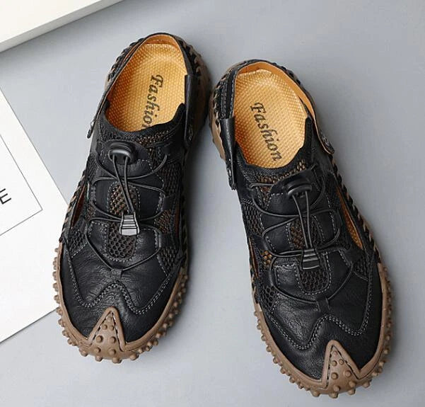 Summer Men's Casual Shoes Non-slip Sandals Outdoor Breathable Leather Slippers