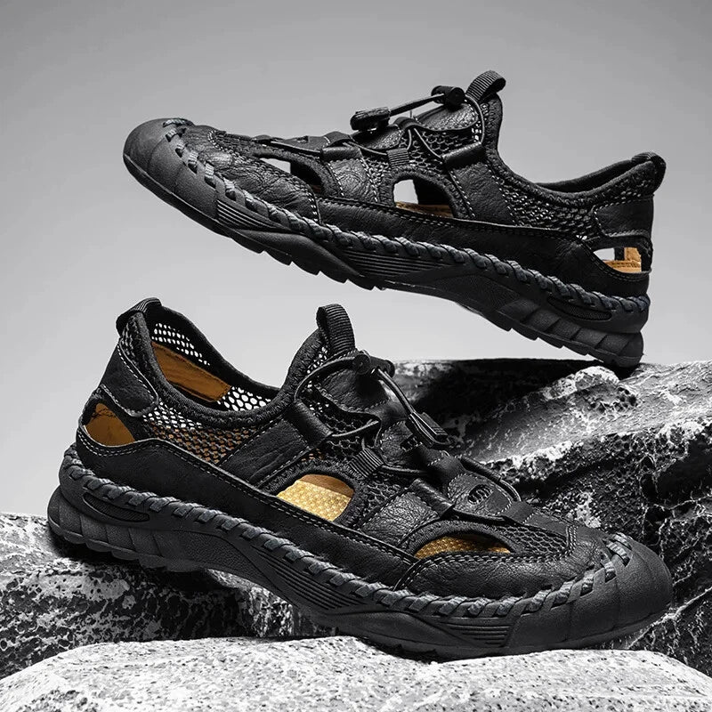 Handmade Men Sandal Mesh Breathable Anti Slip Beach Shoes Comfort Soft Slippers