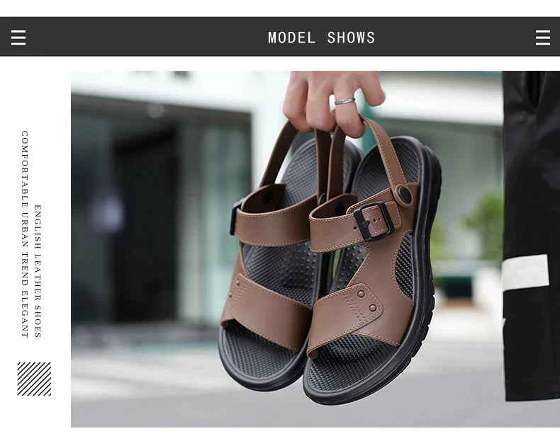 Summer Men's Slippers Sandals Thick-soled Beach Shoes Non-slip Open-toe Sandals