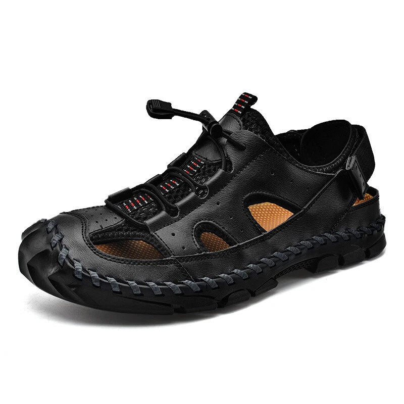 Men's Beach Slippers Sandals Summer Shoes Hollow Out Oversize Round Toe Fashion