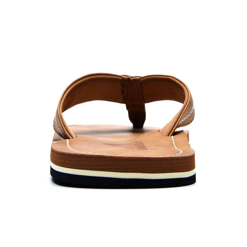 Men's Leather Thong Sandals Flip Flops w/ Arch Support, Beach Slippers