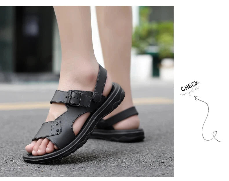 Summer Men's Slippers Sandals Thick-soled Beach Shoes Non-slip Open-toe Sandals