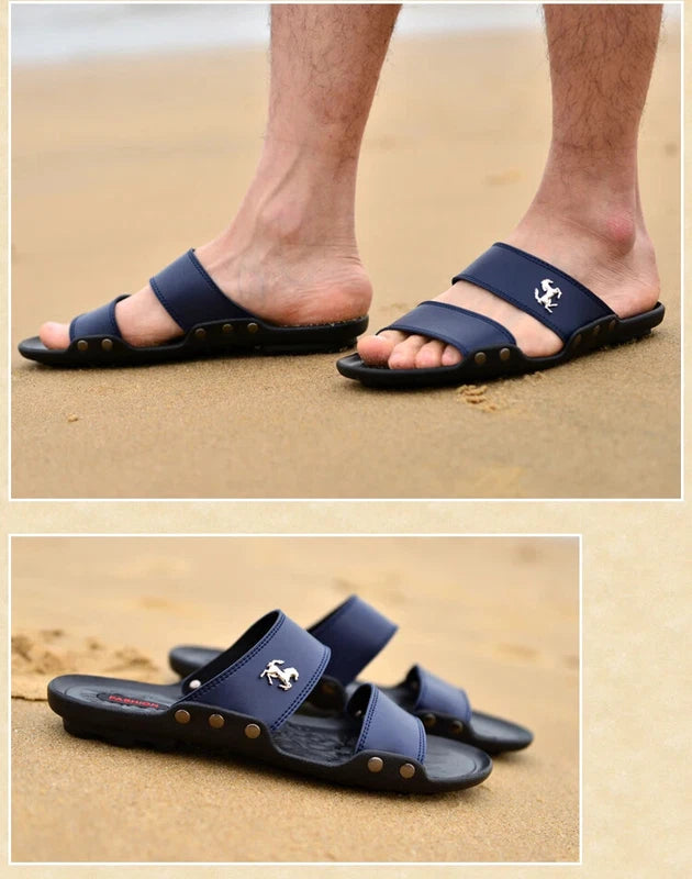 Casual Men Sandals Summer Beach Shoes Leather Slippers Lightweight Sandalias