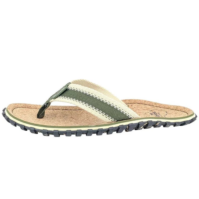 Gumbies Corker Natural Cork Unisex Summer Beach Sandals Flip Flops Surfing Khaki