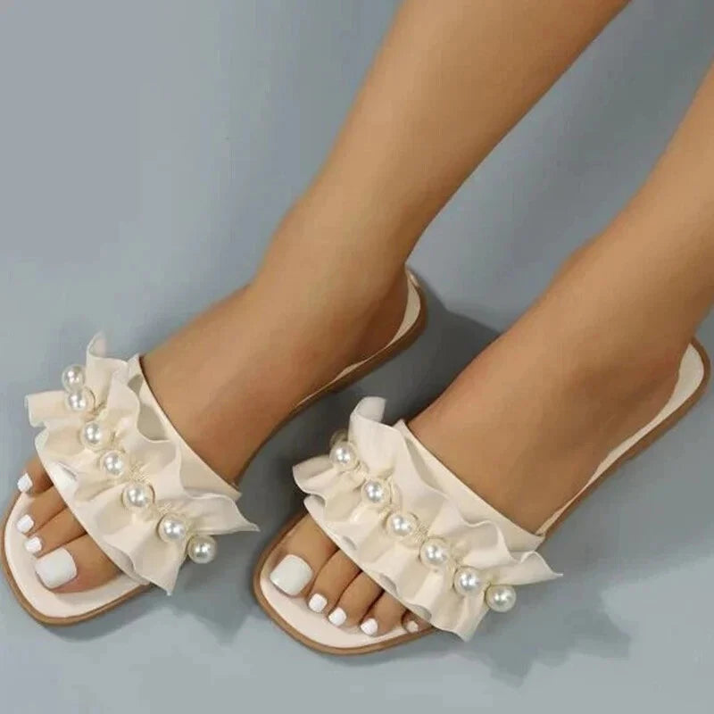 Women Faux Pearl Sandals Slippers Summer Sandy Beach Sandals Women Shoes