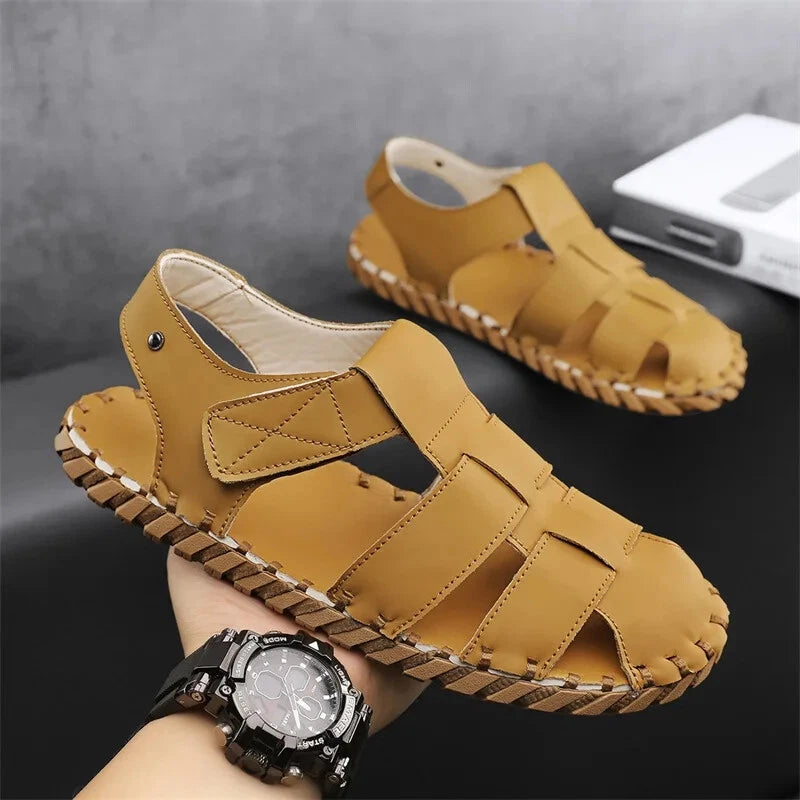 Summer Men's Sandals Handmade Sewing Breathable Beach Slippers Casual Sneakers