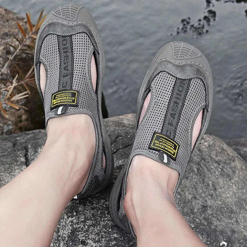 Male Summer Mesh Breathable Casual Sandals Non-slip Beach Shoes Outdoor Slippers