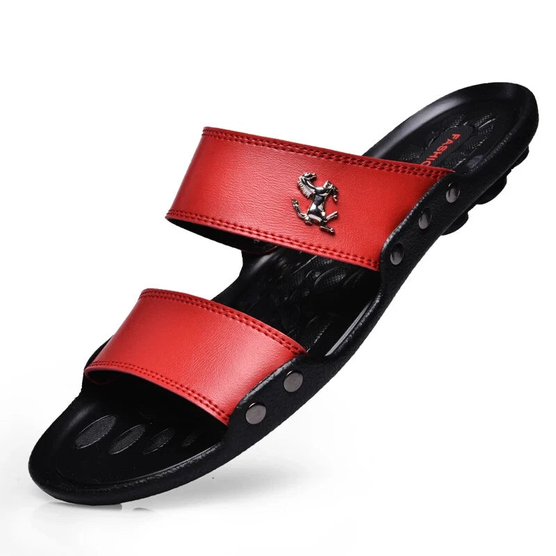 Casual Men Sandals Summer Beach Shoes Leather Slippers Lightweight Sandalias
