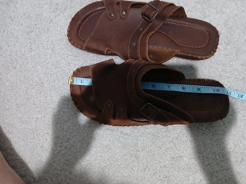 Mens Leather Sandals Shoes Beach Casual Summer Flip Flops Flats Slippers