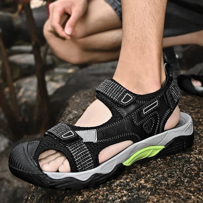 Summer Men Leather Sandals Outdoor Sneakers Casual Beach Slippers Wading Shoes