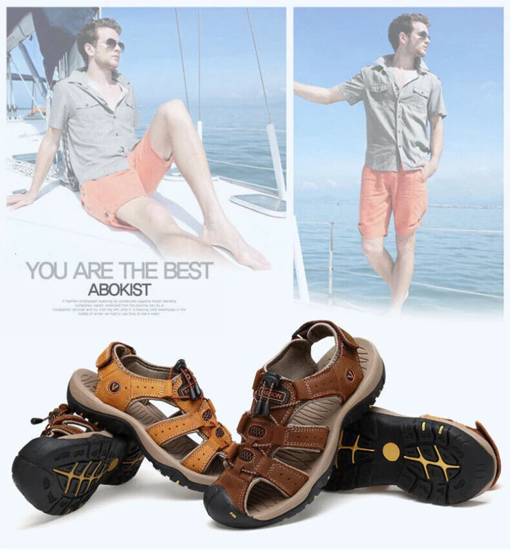 Genuine Leather Men's Roman Shoes Summer Fashion Non-slip Sandals Beach Slippers