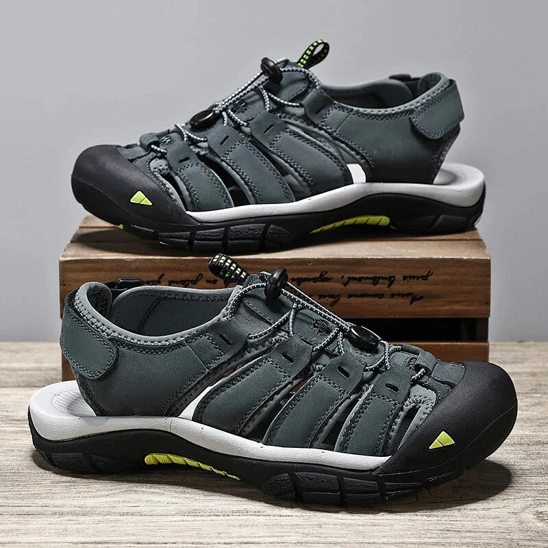 Genuine Leather Men's Sandals Breathable Casual Shoes Outdoor Beach Slippers