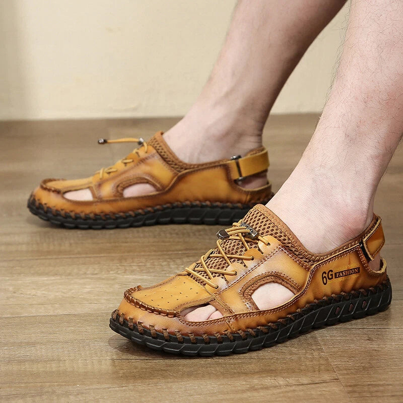 Genuine Leather Men Handmade Casual Sandals Fashion Beach Roman Slippers Sneaker