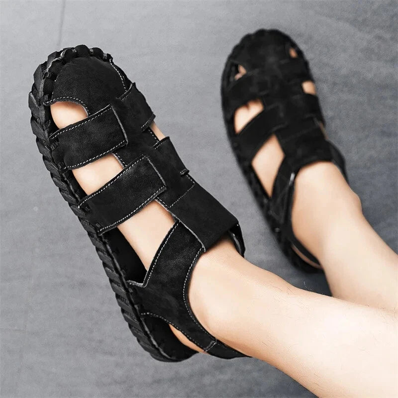 Summer Men's Sandals Handmade Sewing Breathable Beach Slippers Casual Sneakers