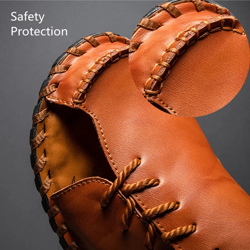 Mens Genuine Leather Beach Shoes Casual Sandals Summer Sports Soft Slippers