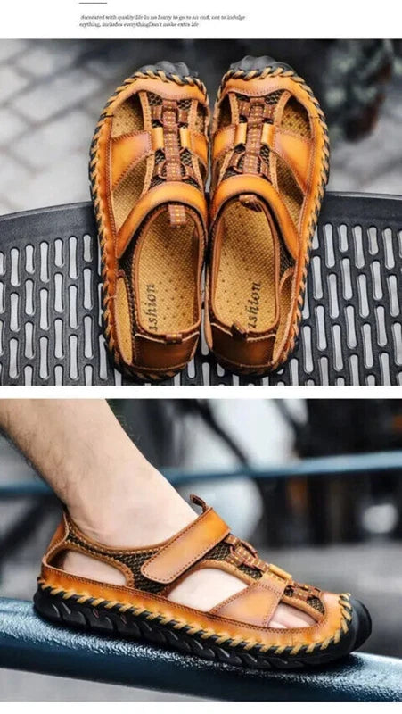 Summer Leather Male Beach Shoes Casual Sandals Wading Non-slip Comfort Slippers