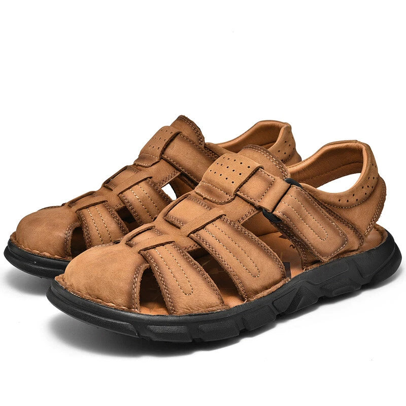 Genuine Leather Men Roman Sandal Handmade Slippers Outdoor Walking Beach Sneaker