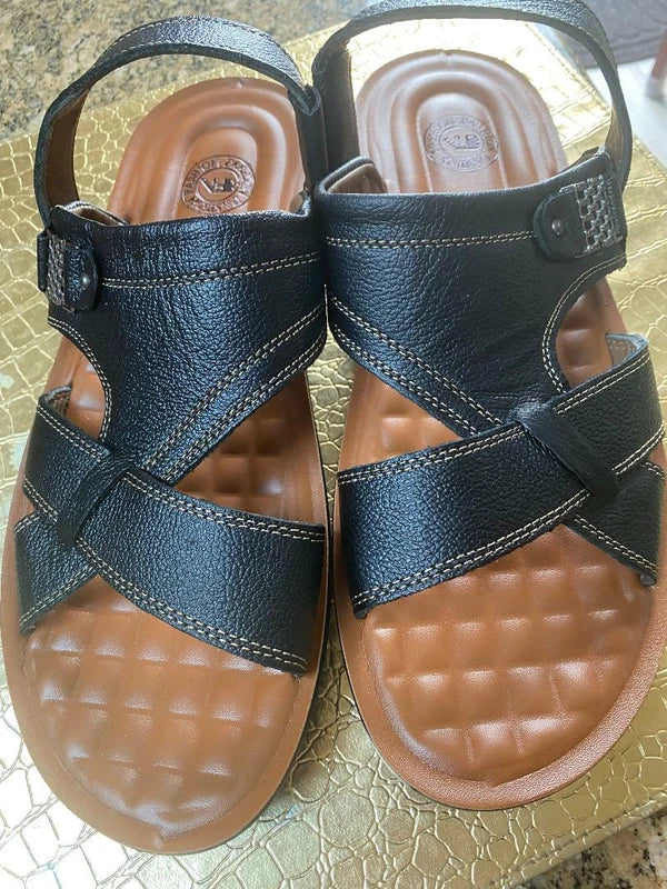 Men's cow Leather Sandals Adjustable Casual Slippers Beach Holiday Shoes Summer