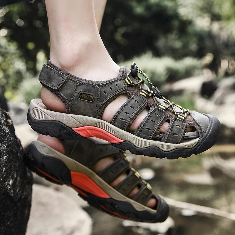 Men's Sandals Soft Leather Sandals Beach Shoes Outdoor Summer Comfort Slippers