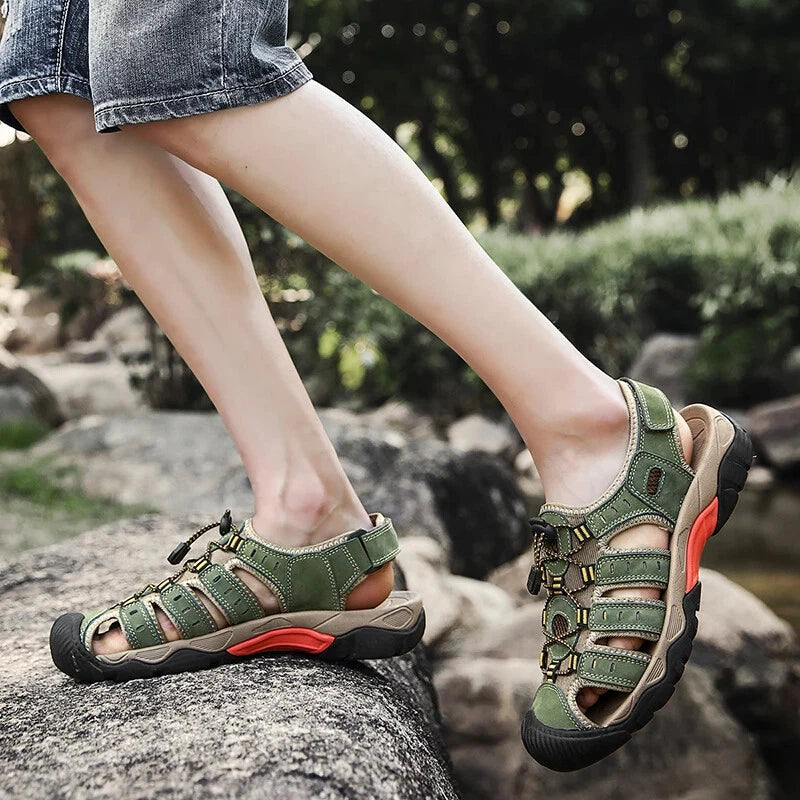 Men's Sandals Soft Leather Sandals Beach Shoes Outdoor Summer Comfort Slippers