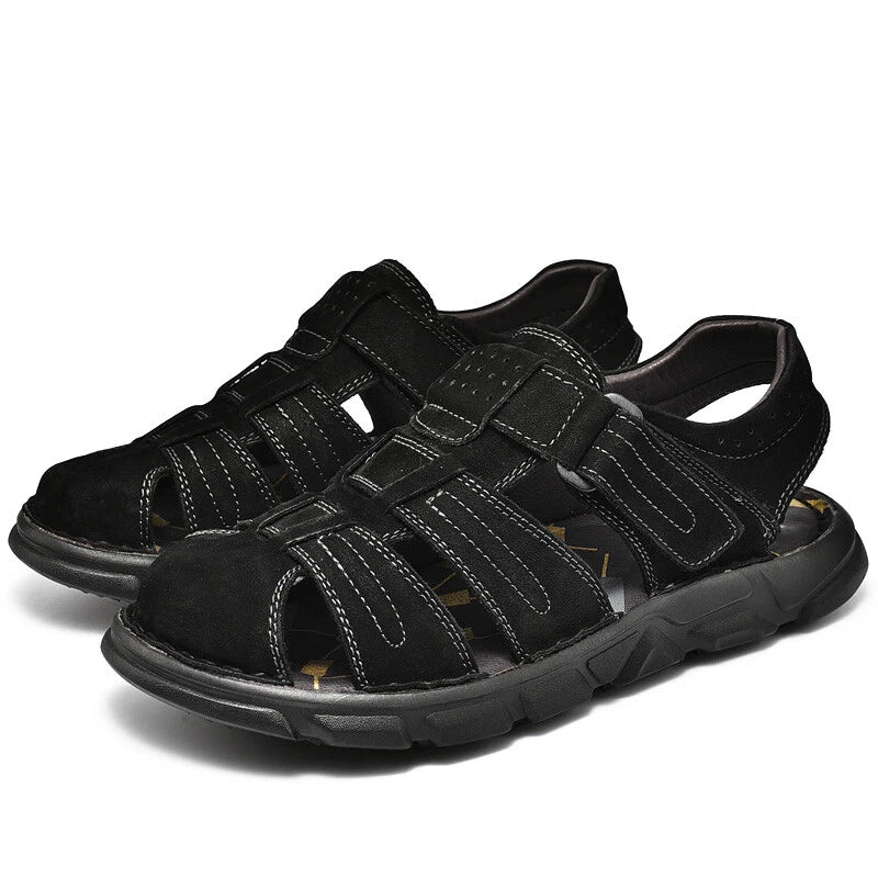 Genuine Leather Men Roman Sandal Handmade Slippers Outdoor Walking Beach Sneaker