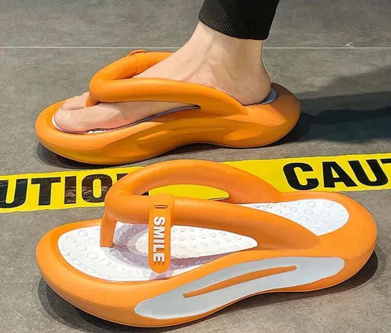 Men Women Summer Clip Toe Block Chunky Slippers Thongs Ring Toe Slide Home Beach