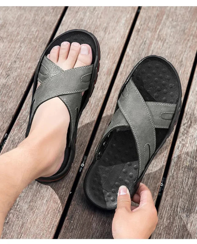 38-48 Plus Size Mens Flats Open Toe Slippers Sandals Summer Beach Holiday Shoes