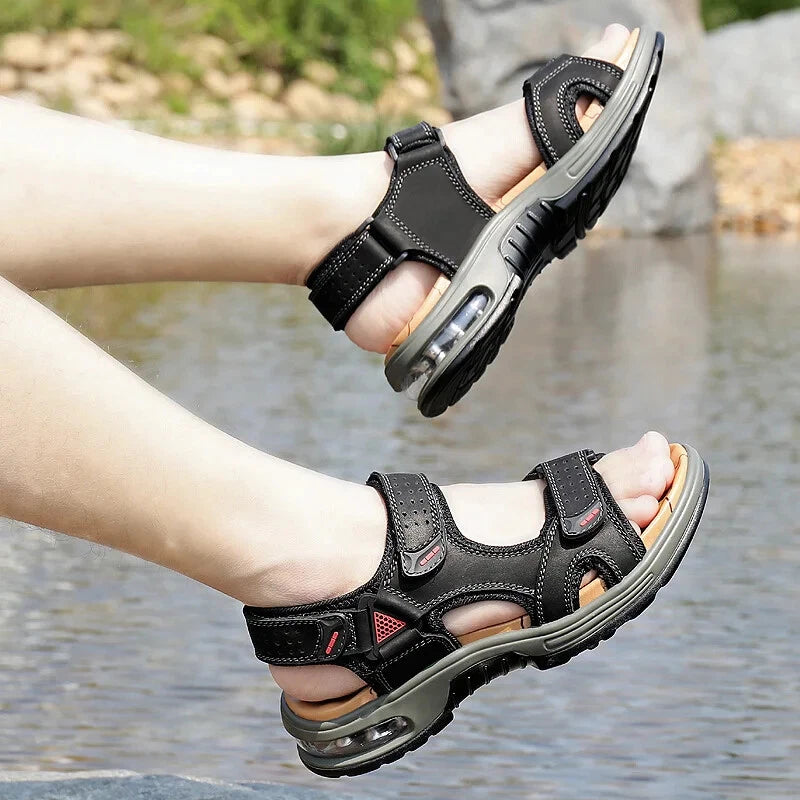 Comfortable Men Sandals Leather Breathable Slippers Handmade Beach Sneakers