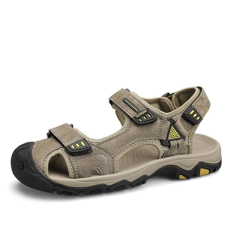 Men Handmade Sandals Summer Leather Soft Slippers Light Breathable Beach Shoes