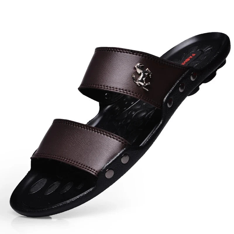 Casual Men Sandals Summer Beach Shoes Leather Slippers Lightweight Sandalias