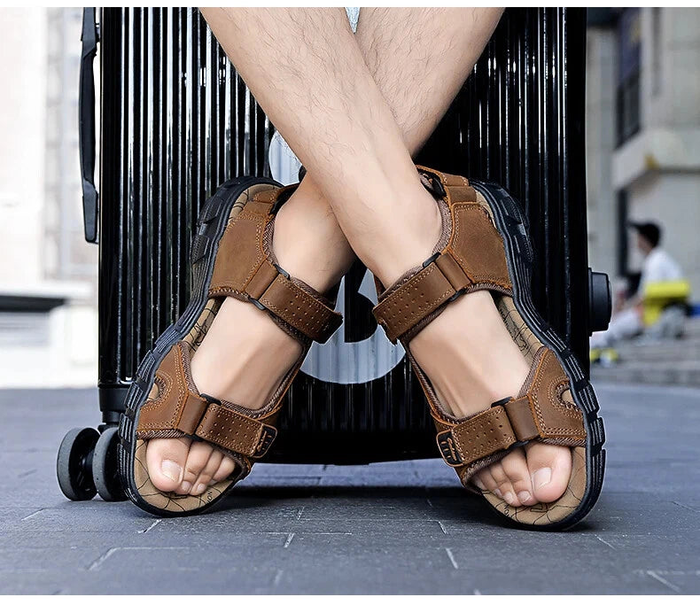 Lightweight Sandals Beach Sandalias Cowhide Summer Shoes Outdoor Casual Slippers