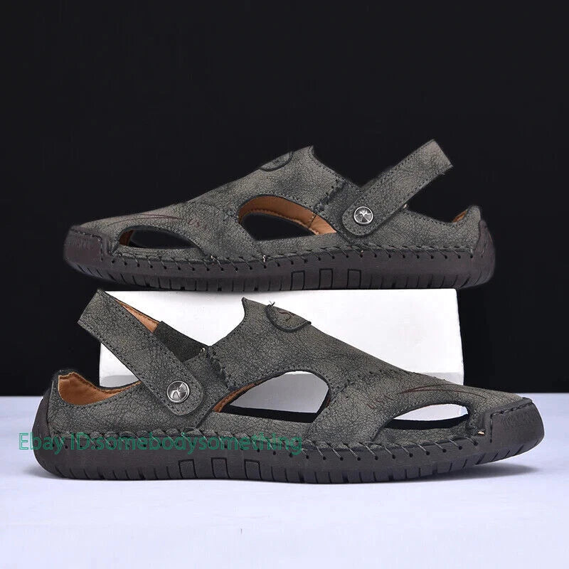 Handmade Summer Sandals Men Breathable Slippers Anti-slip Hollow Beach Shoes