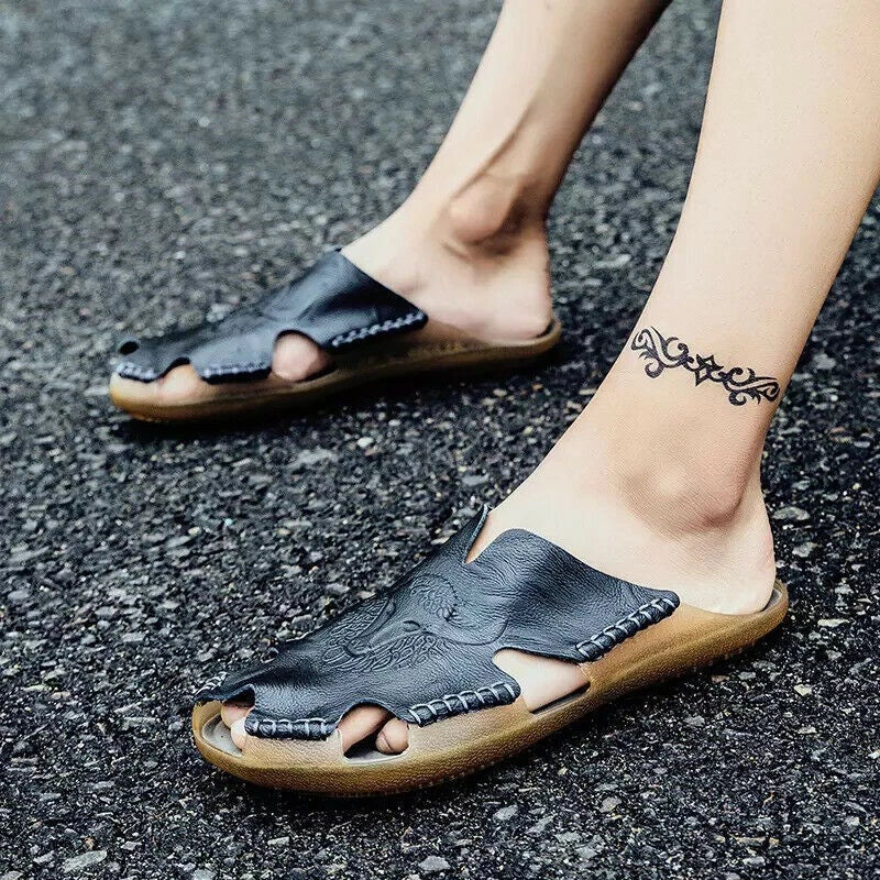 Mens Sandals Summer Closed Toe Slippers Sport Casual Beach Shoes Walking Flats