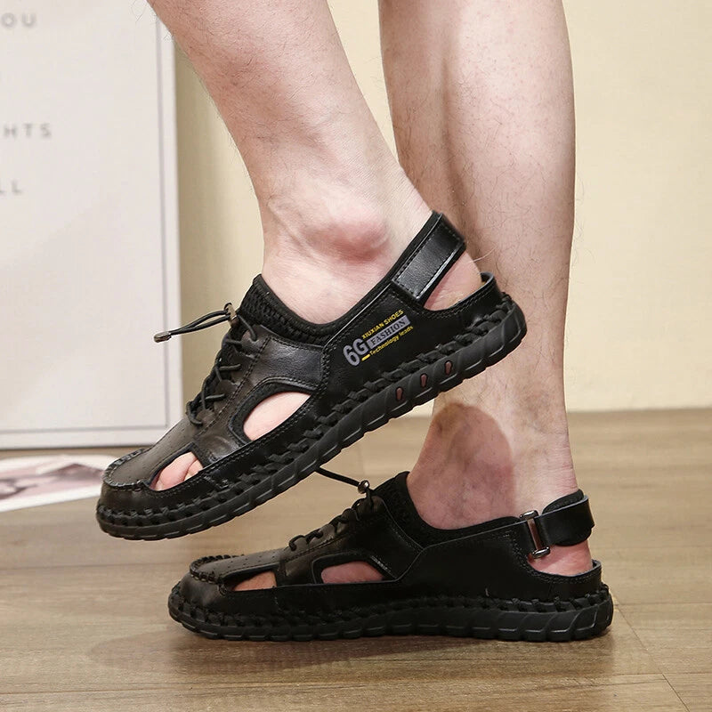 Genuine Leather Men Handmade Casual Sandals Fashion Beach Roman Slippers Sneaker