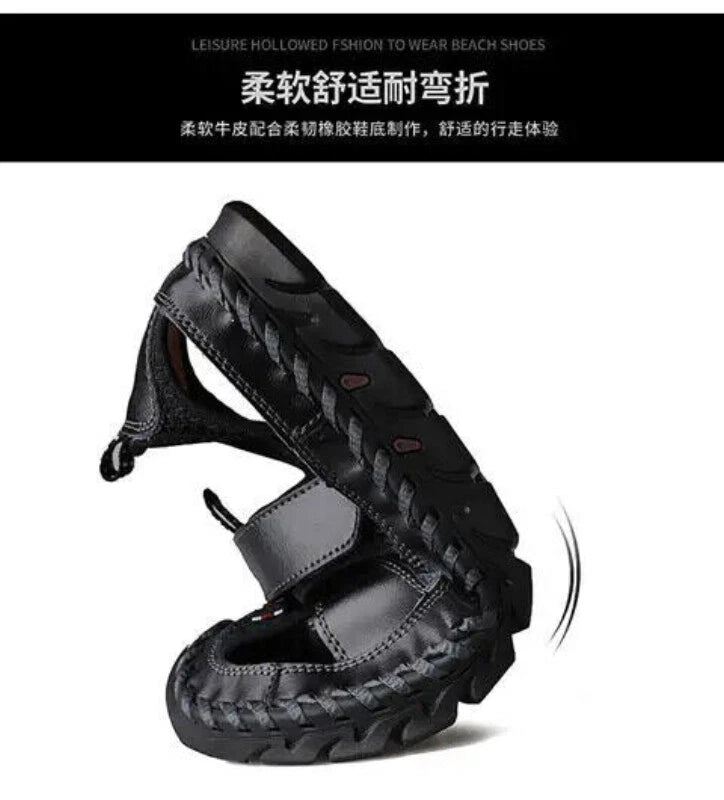 Handmade Men Slippers Cow Leather Soft Beach Sandals Light Comfort Walking Shoes