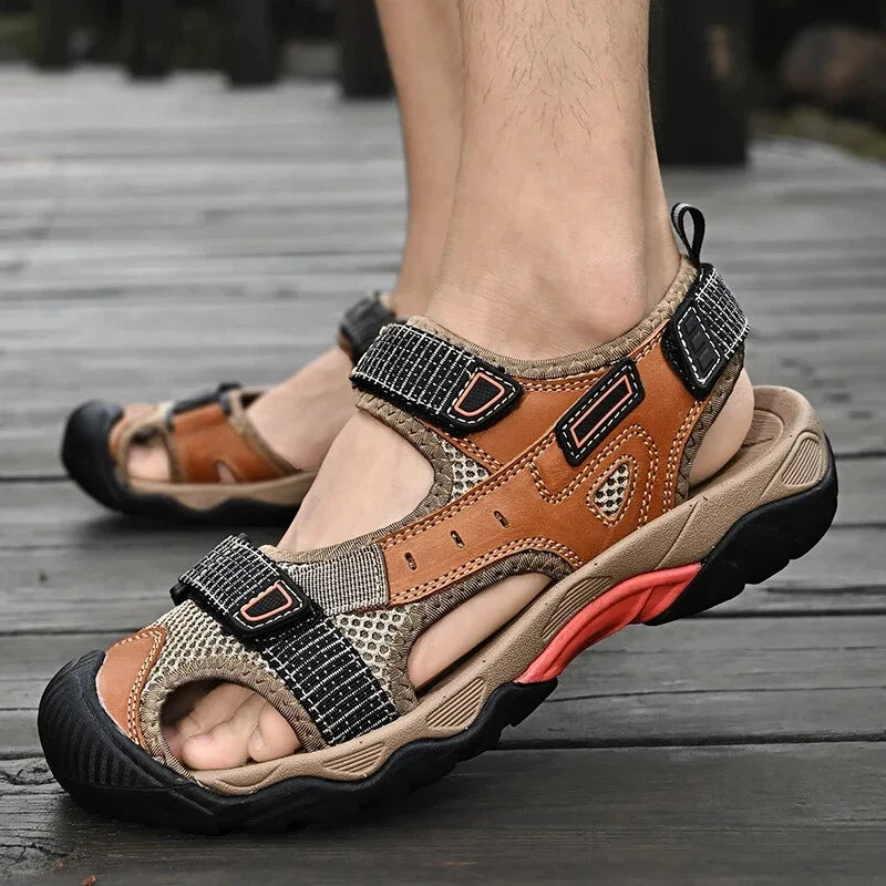 Summer Men Leather Sandals Outdoor Sneakers Casual Beach Slippers Wading Shoes