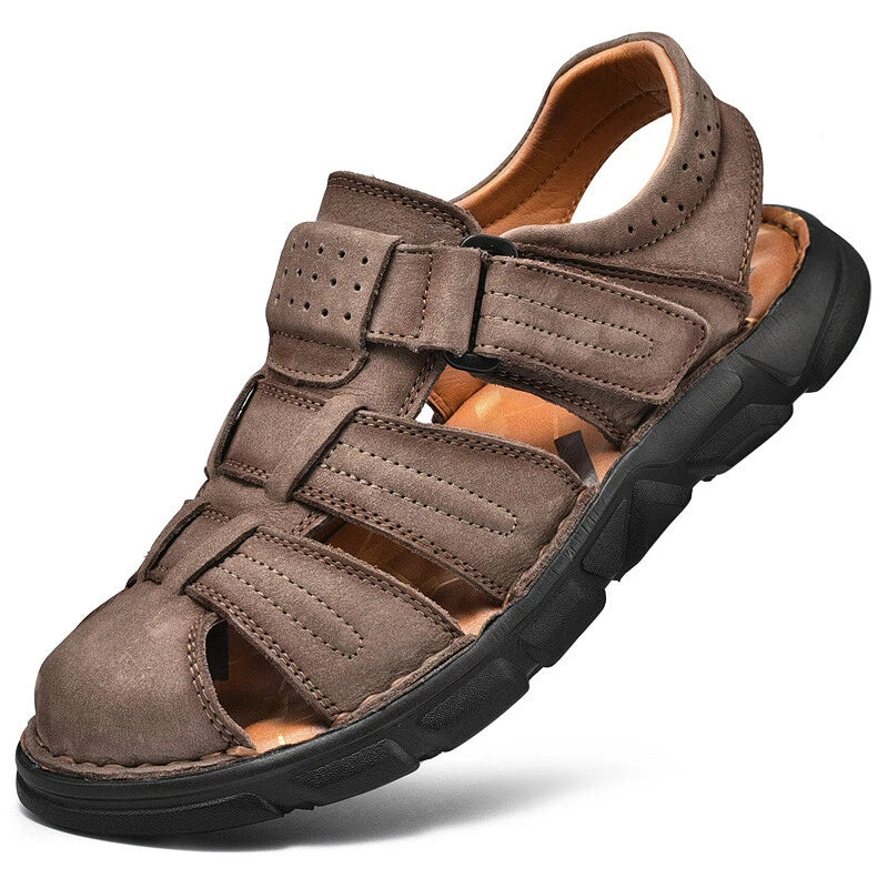 Genuine Leather Men Roman Sandal Handmade Slippers Outdoor Walking Beach Sneaker