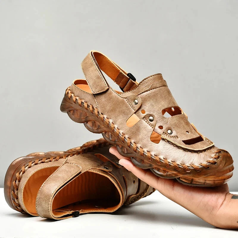 Summer Men's Sandals Leather Causal Shoes Outdoor Wear Resistance Beach Slippers