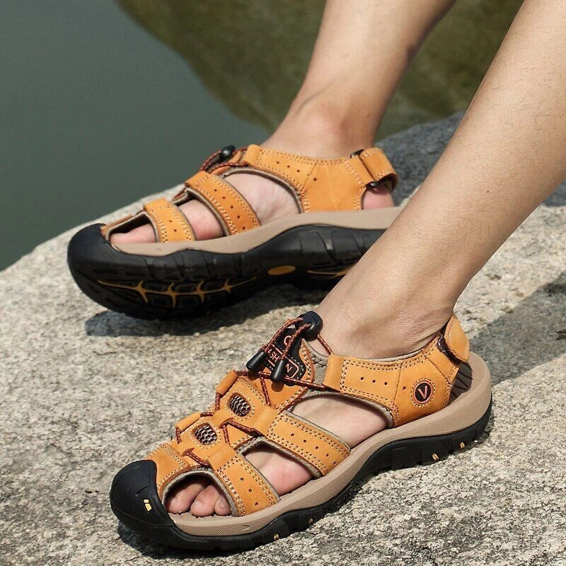 Genuine Leather Men's Roman Shoes Summer Fashion Non-slip Sandals Beach Slippers