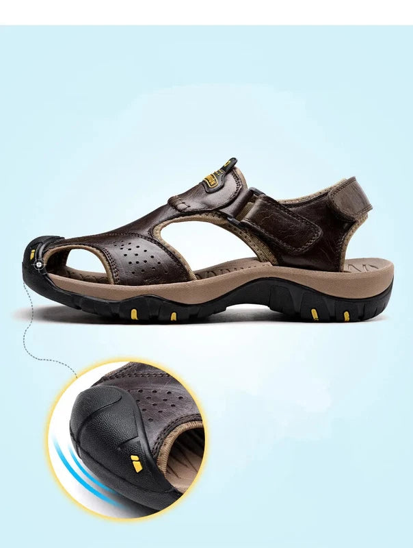 Men Summer Shoes Leather Breathable Sandals Beach Outdoor Non-slip Slippers