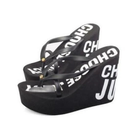 Womens Flip Flop Thongs Platform Wedge Heel Summer Beach Bowknot Sandals Shoes