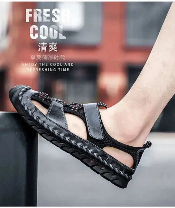 Handmade Men Slippers Cow Leather Soft Beach Sandals Light Comfort Walking Shoes