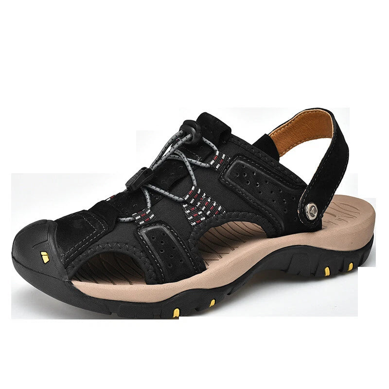 Mens Leather Sandals Walking Sports Summer Beach Shoes Casual Outdoor Slippers