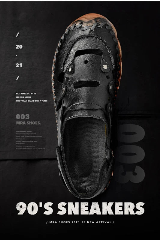 Summer Men's Sandals Leather Causal Shoes Outdoor Wear Resistance Beach Slippers