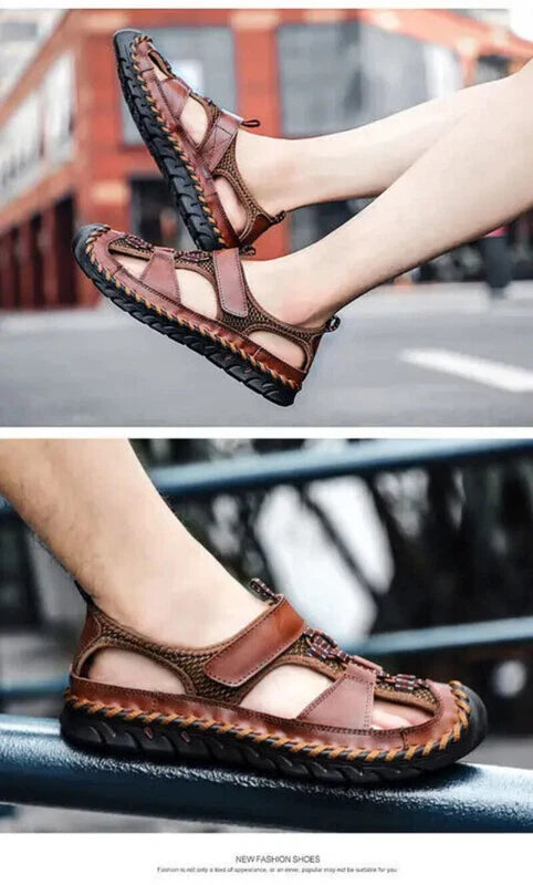 Handmade Men Slippers Cow Leather Soft Beach Sandals Light Comfort Walking Shoes
