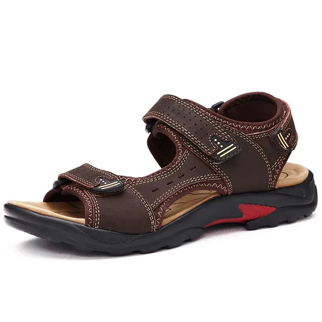 Casual Men Leather Soft Sandals Comfortable Beach Slippers Breathable Sneakers